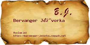 Bervanger Jávorka névjegykártya